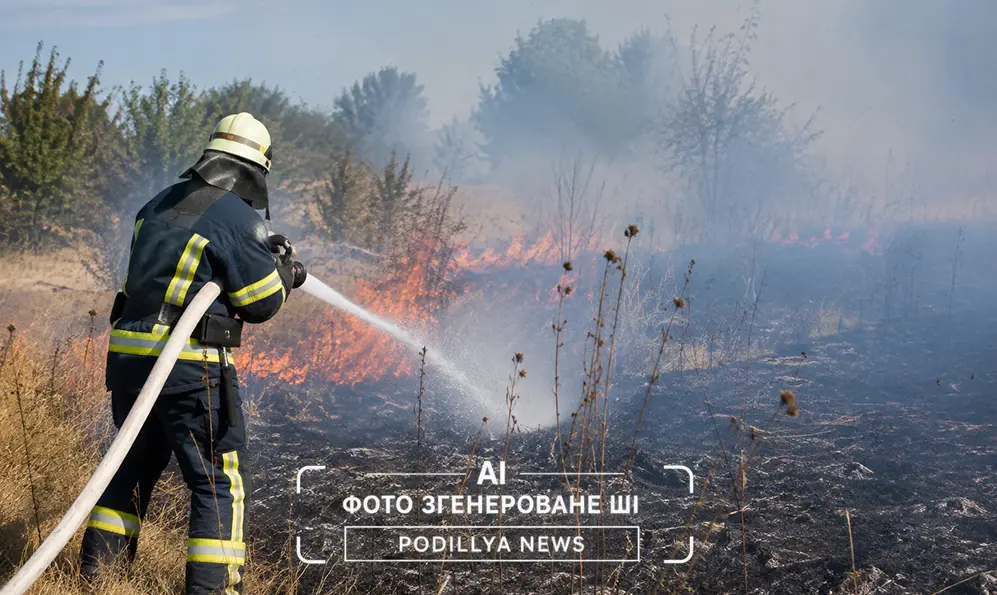 Хмельниччина палає: 10 пожеж за добу, вогонь охопив суху рослинність та сміття.